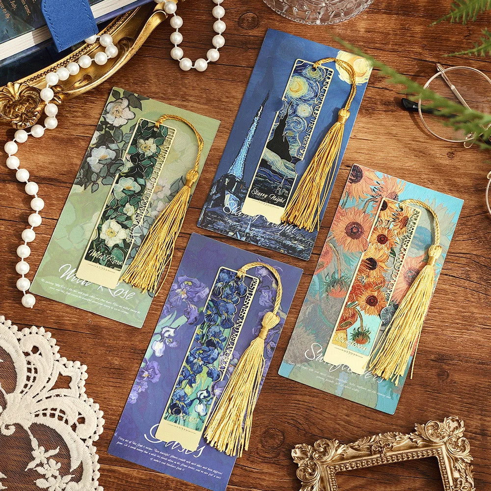 1pc Hollow Literary Flower Metal Bookmark Exquisite Painting Sunflower Iris Rose Shape Gifts for Book Lovers Writers Readers - élise & madelyn