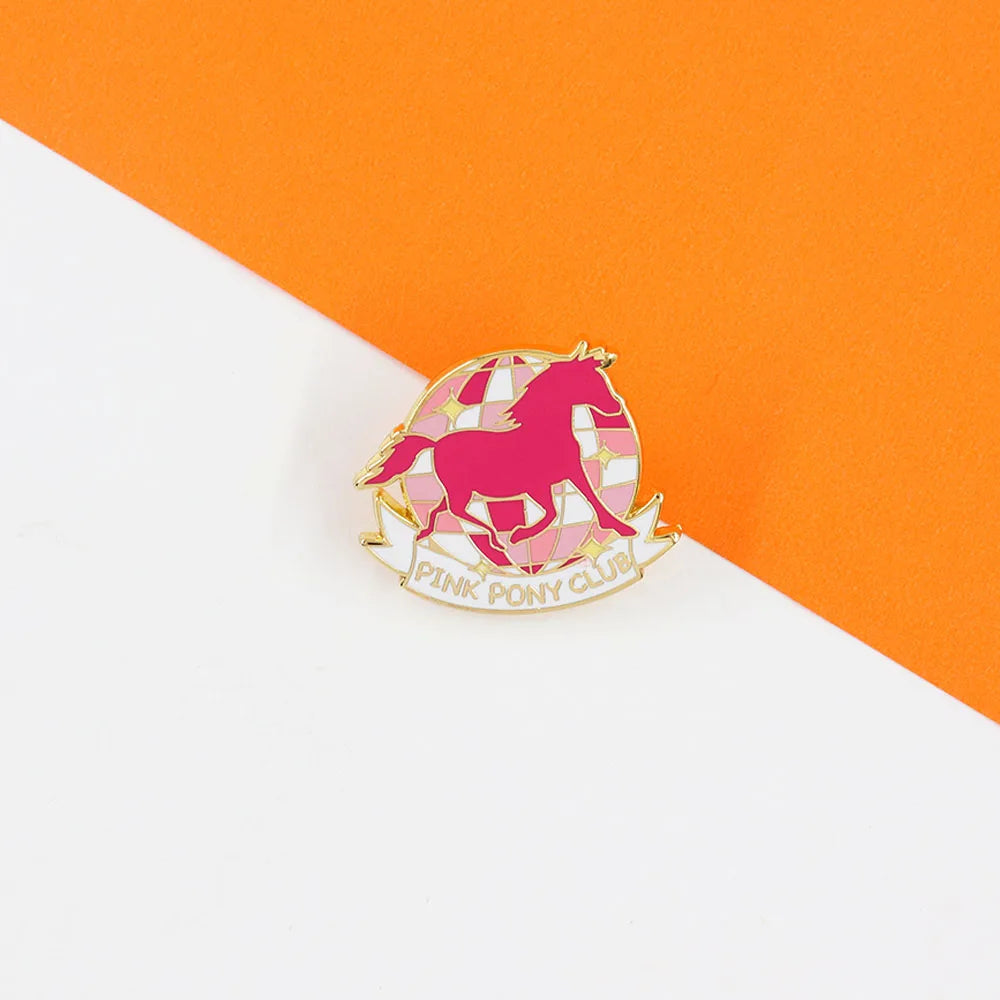 Pink Pony Disco Ball Enamel Pin – Retro Pop Music Inspired Lapel Badge