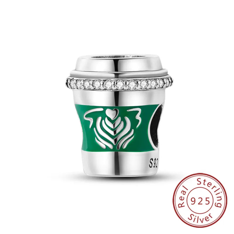 Fit Original 925 Sterling Silver Charms Beads Wine Glass Coffee Cup Charms Pendant For Women Bracelet Charms DIY Jewelry Gift - élise & madelyn