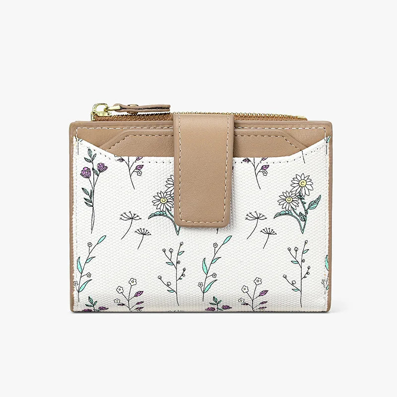 Fashionable Ladies PU Leather Wallet Integrated Short Style New Flower Pattern Breathable Ultra-light Wear-resistant Wallet