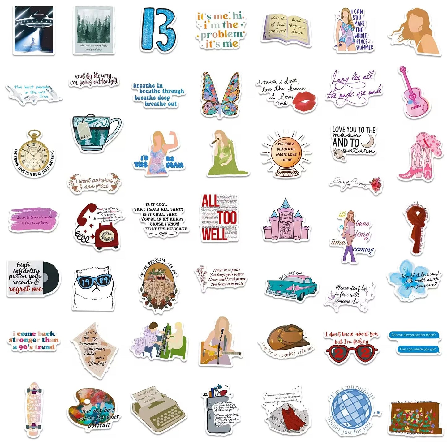 Swift-Inspired Folklore & Eras Aesthetic Sticker Pack (50 pcs) – Waterproof Vinyl Decals - élise & madelyn
