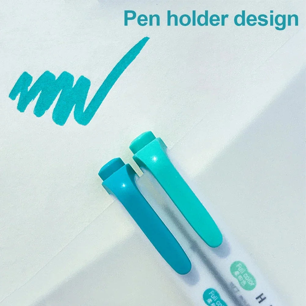 5 Colors Double Headed Highlighter Pen Set Fluorescent Drawing Markers Highlighters Pens Art Japanese Cute Pastel Stationery - élise & madelyn