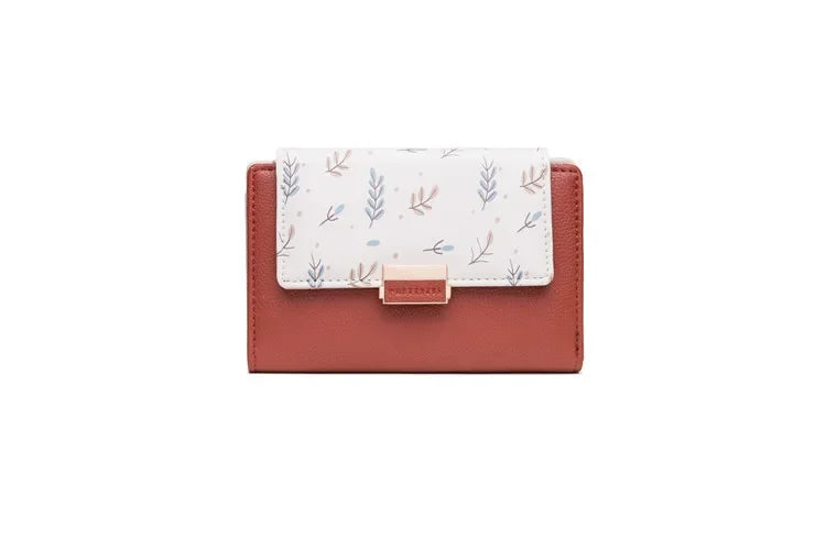 Prettyzys 2021 New Floral Zipper Wallets Medium-Length Multi-Function Women's Style Money Clips Fashionable Compact Storage