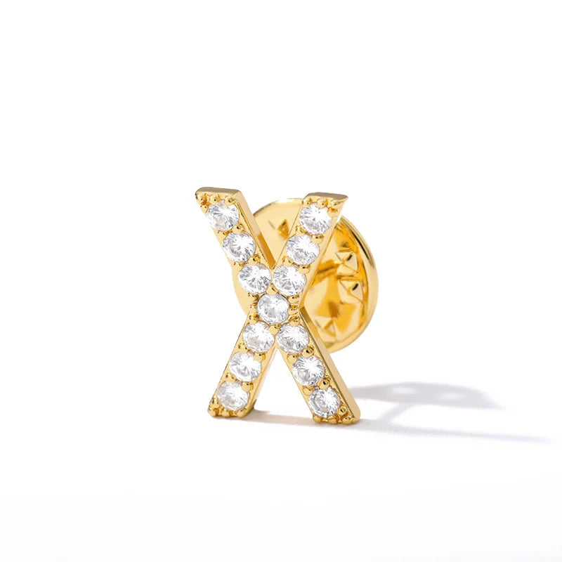 Crystal A-Z Letter Brooches for Women Initial Name Brooch Pins for Suit Shirt Collar Accessories New Rhinestone Brooch Jewelry