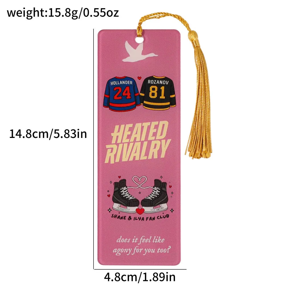 Heated Rivalry: M|M Hockey Romance Acrylic Bookmarks Book Lover Book Charms Birthday Gifts for Friends School Supplies
