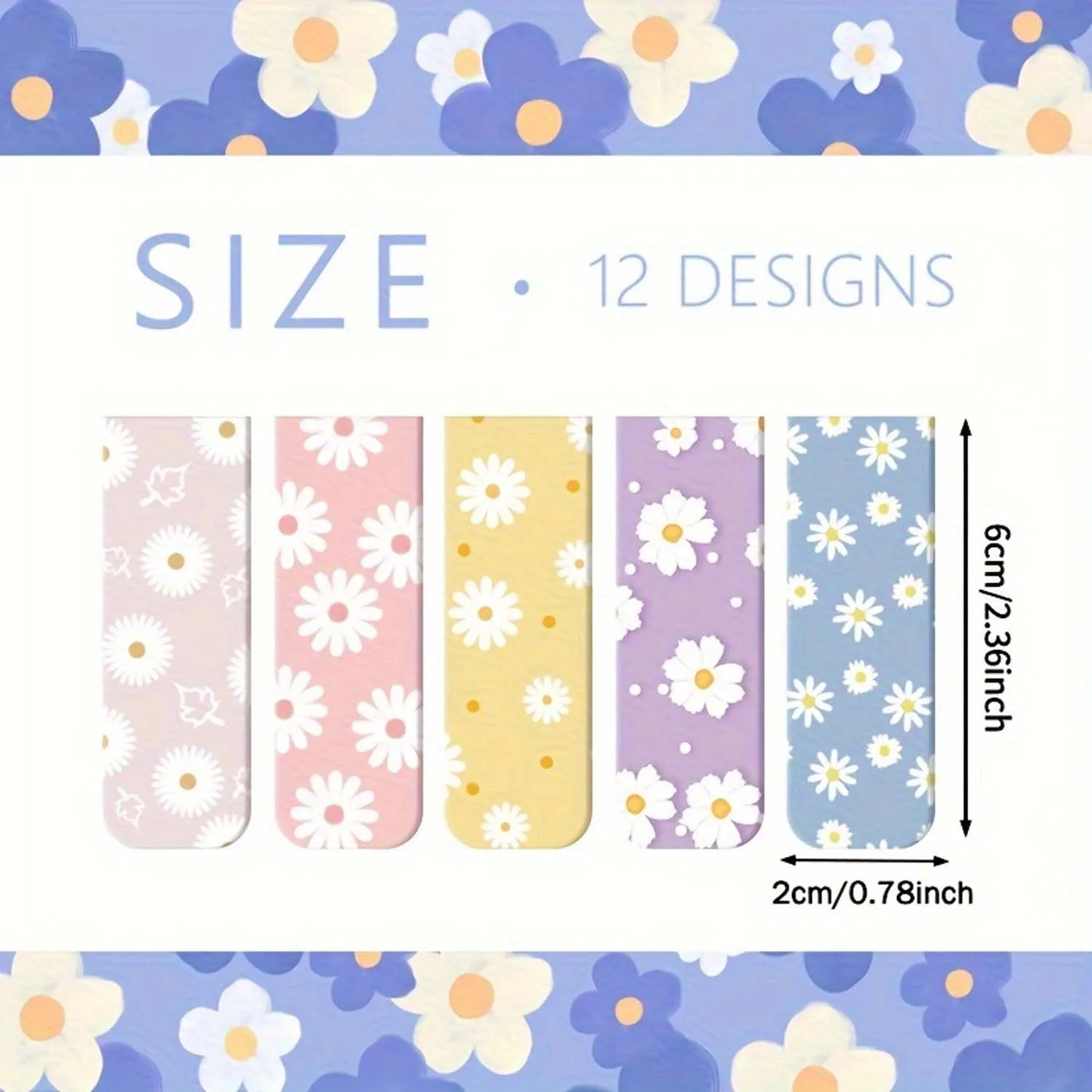 Daisy Magnetic Bookmark Set | 12-Piece Floral Page Markers
