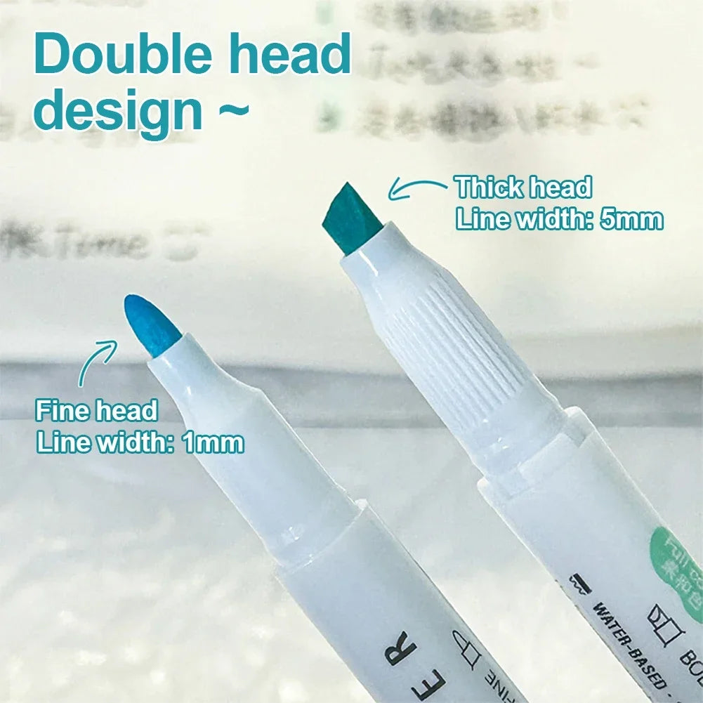 5 Colors Double Headed Highlighter Pen Set Fluorescent Drawing Markers Highlighters Pens Art Japanese Cute Pastel Stationery - élise & madelyn