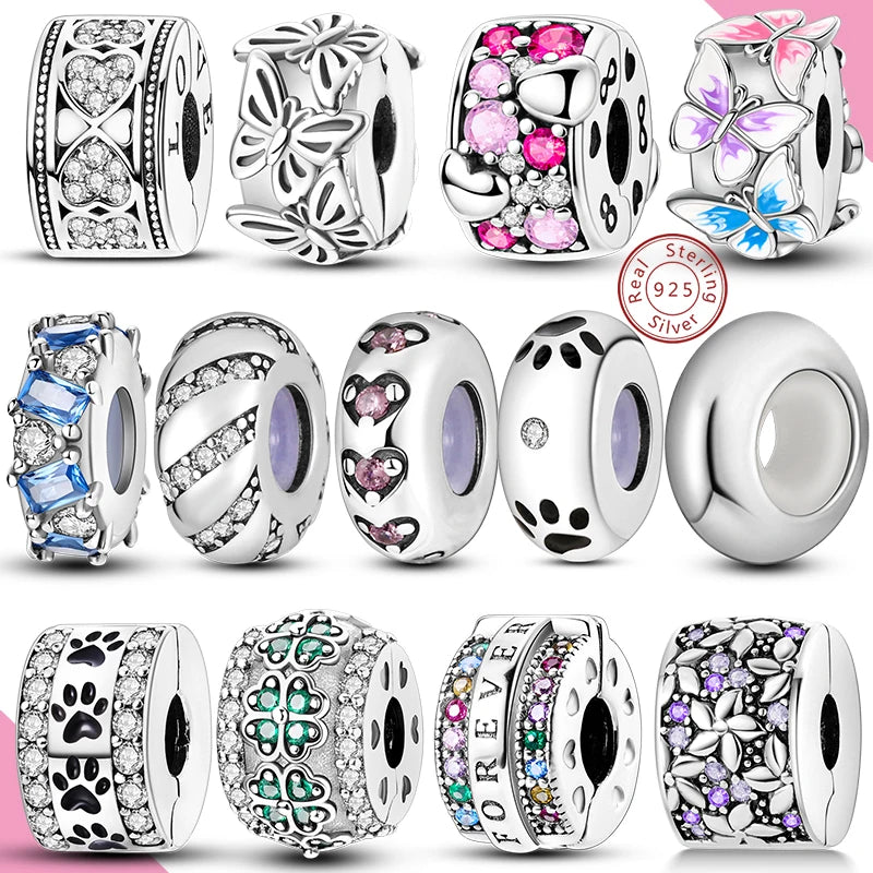 Charms Fit Original Beads 925 Sterling Silver Clip Charms Zircon Silicone Spacer Beads fit Bracelet Women DIY Gift - élise & madelyn