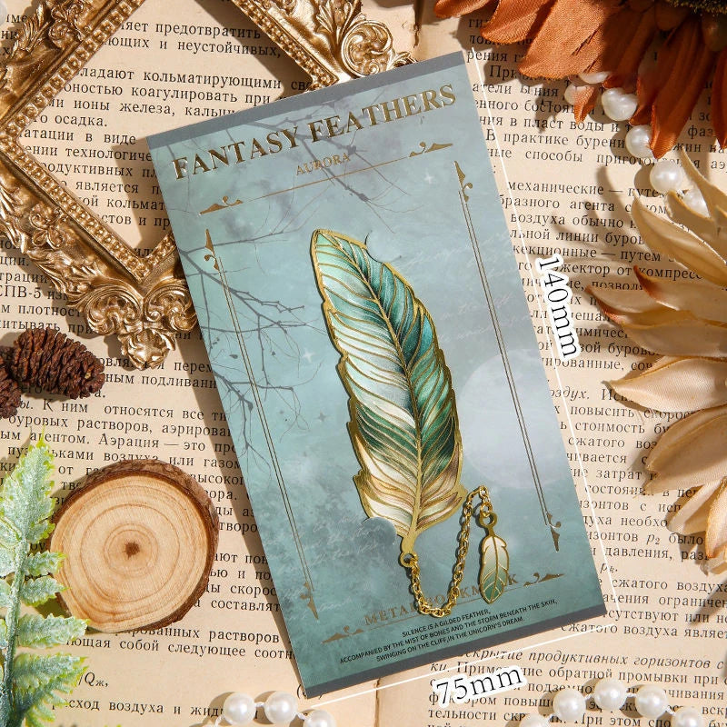 Vintage Feather Bronzing Metal Bookmark With Metal Chain Pendant Bookmark For Teachers Friends Book Club Book Lovers - élise & madelyn