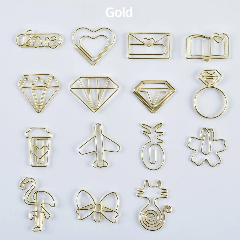 10pcs/set Metal Paperclips Multiple Cartoon Heart Animal Styles Paper Clip Book Scrapbook Planner Page Bookmark Binder Clip - élise & madelyn