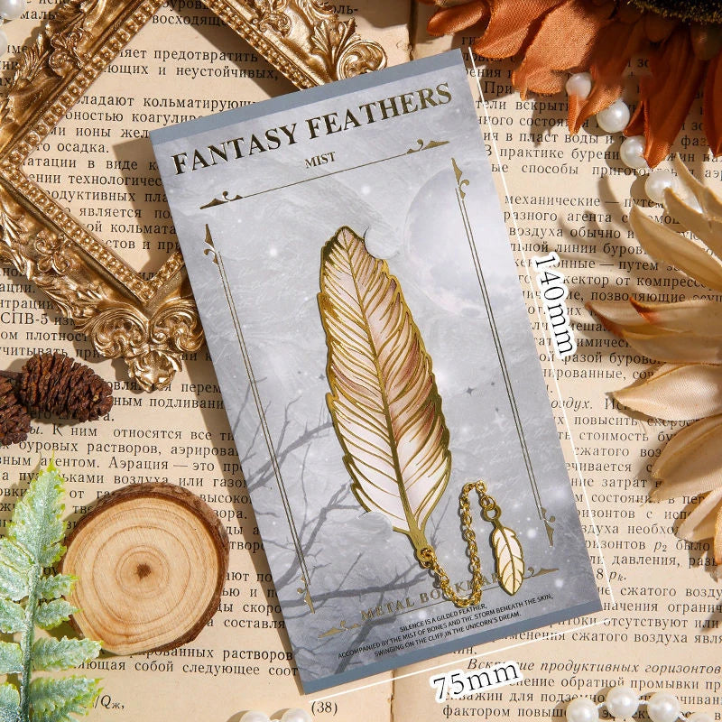 Vintage Feather Bronzing Metal Bookmark With Metal Chain Pendant Bookmark For Teachers Friends Book Club Book Lovers - élise & madelyn