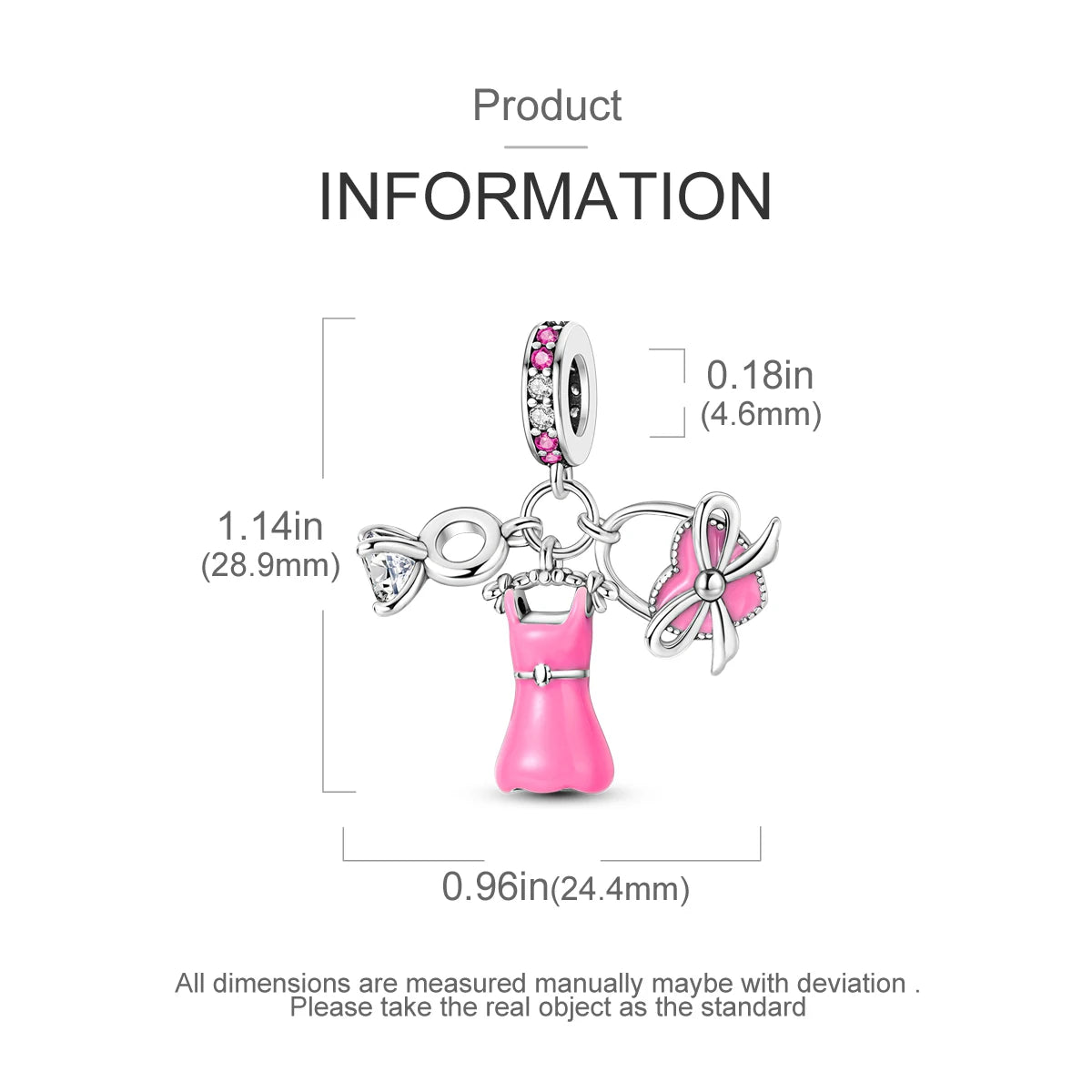 925 Silver Charms Skirt Ballet Shoes Pink Pendants Fit Original Bracelet Beads Diy For Woman Jewelry - élise & madelyn