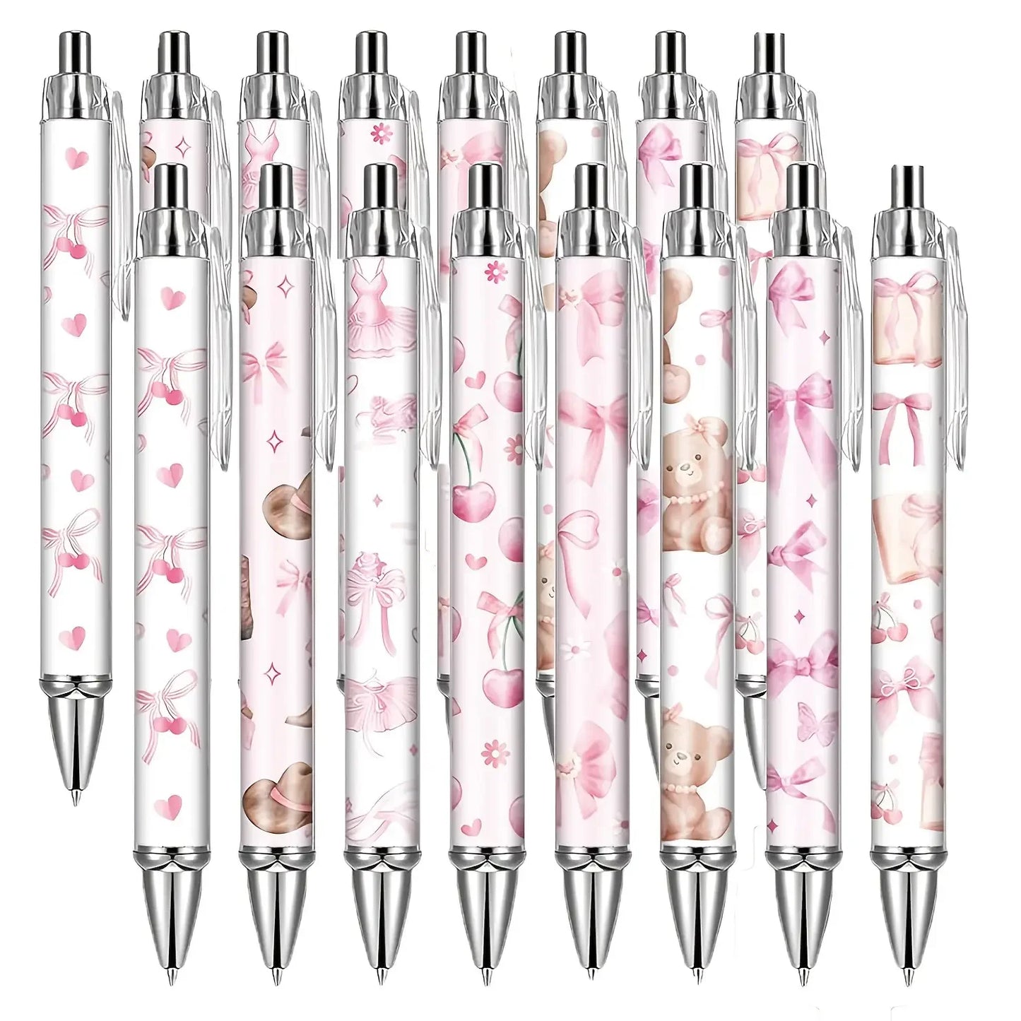 8/16 pcs pink bow ballpoint pens, cute office work signature essentials, suitable for nurses, teachers, colleagues, and assistan - élise & madelyn