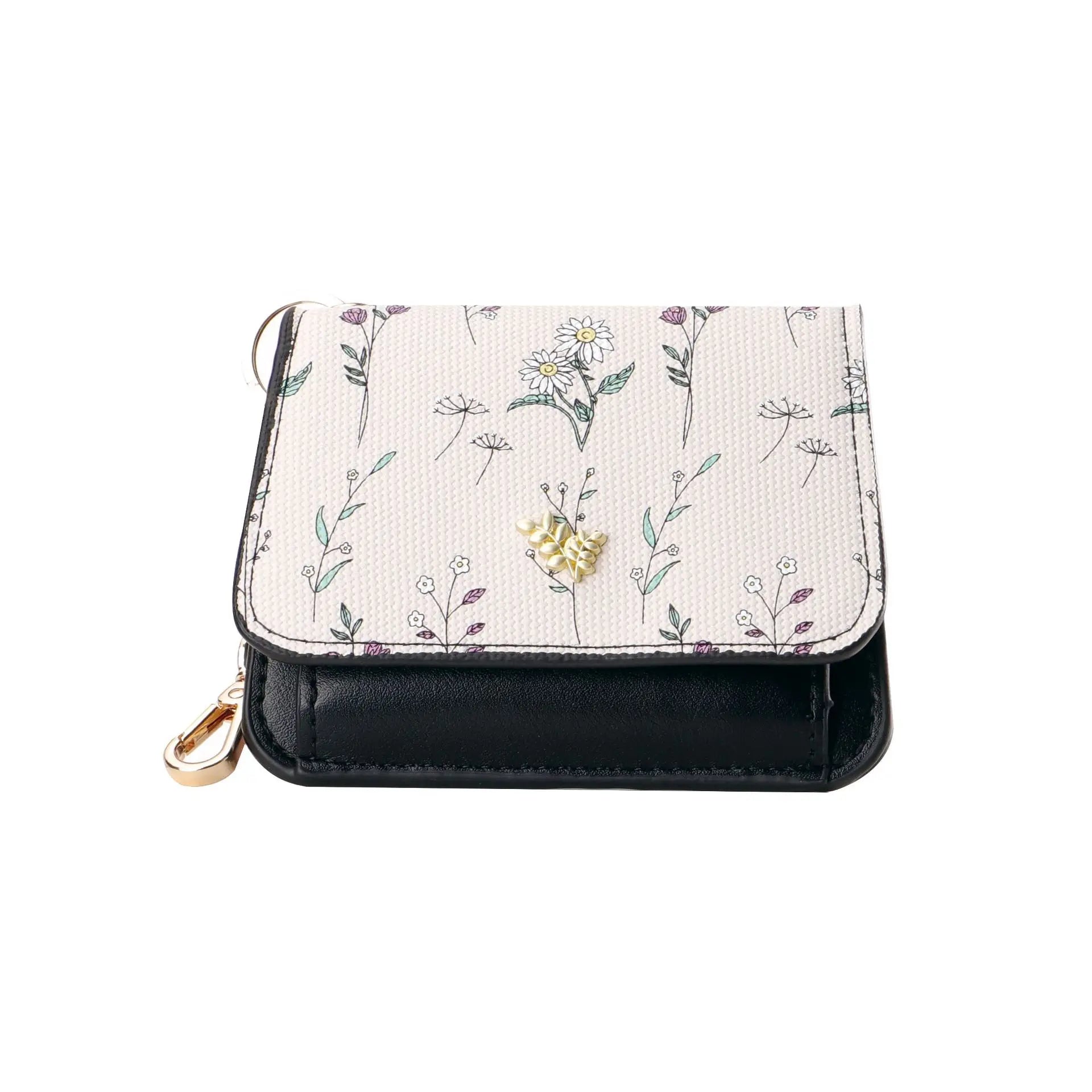 Card Bag Keychain Coin Purses Women's Compact Portable Change Bag Thin Design PU Leather Floral Print Coin Holders for Women - élise & madelyn