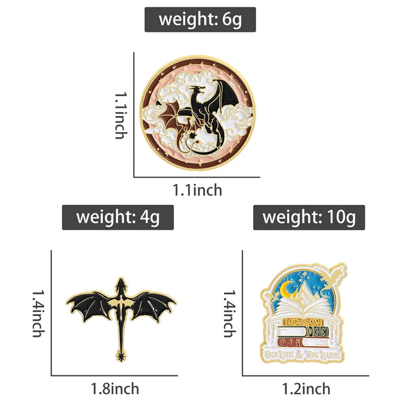 Black Dragon Book Enamel Pin – Fantasy Magic Reader Lapel Badge