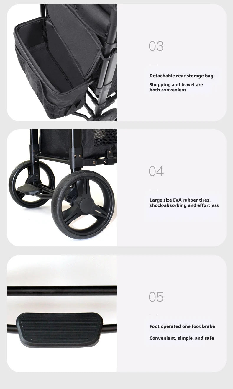 Lightweight Twin/Quad Travel Stroller – Foldable Sit & Recline Design