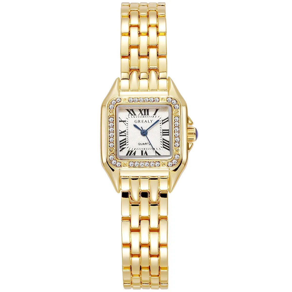 Gold Square-Link Bracelet Watch • Vintage Roman Dial • Luxury-Inspired Women’s Quartz Watch - élise & madelyn