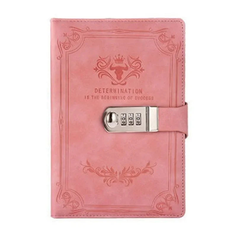 A5 200 Pages Retro Password Book with Lock Diary Thickened Creative Hand Ledger Student Notepad Stationery Notebook Binder - élise & madelyn