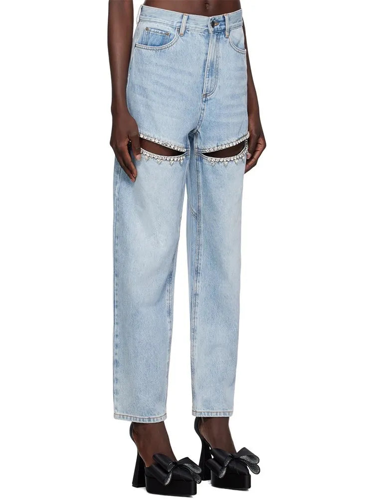 Midnight Tour Cutout Wide-Leg Jeans