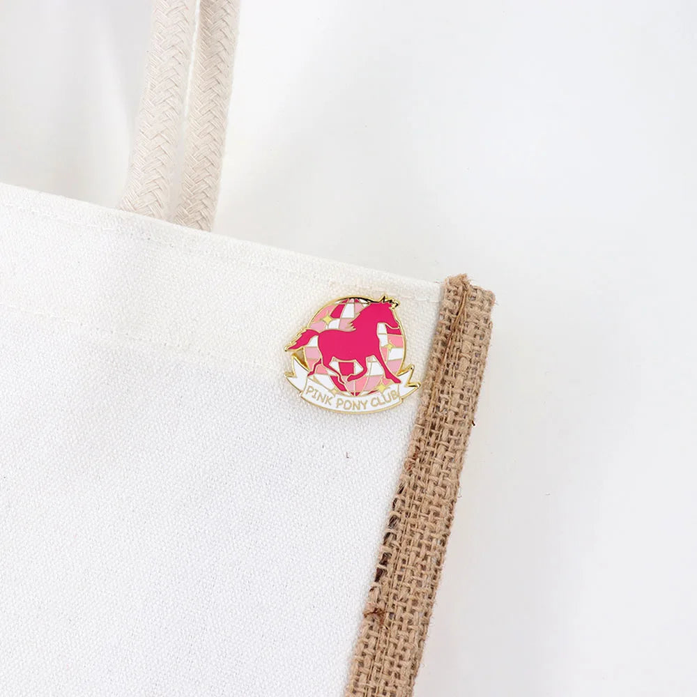 Pink Pony Disco Ball Enamel Pin – Retro Pop Music Inspired Lapel Badge