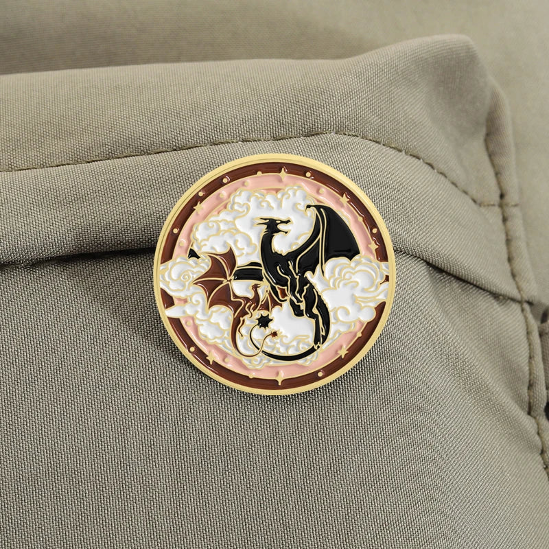 Black Dragon Book Enamel Pin – Fantasy Magic Reader Lapel Badge