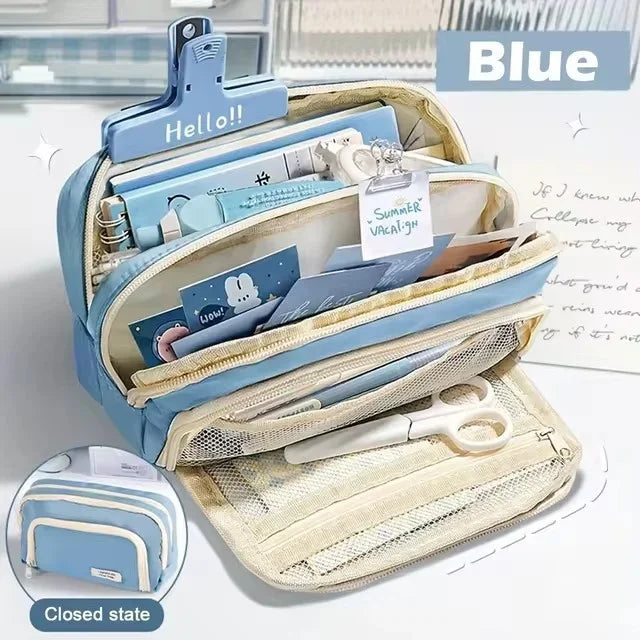 Cute Multi Layer Pencil Case Pouch, Large Capacity Pen Case Bag,Durable Stationery Storage Bag For Students, School&Office - élise & madelyn