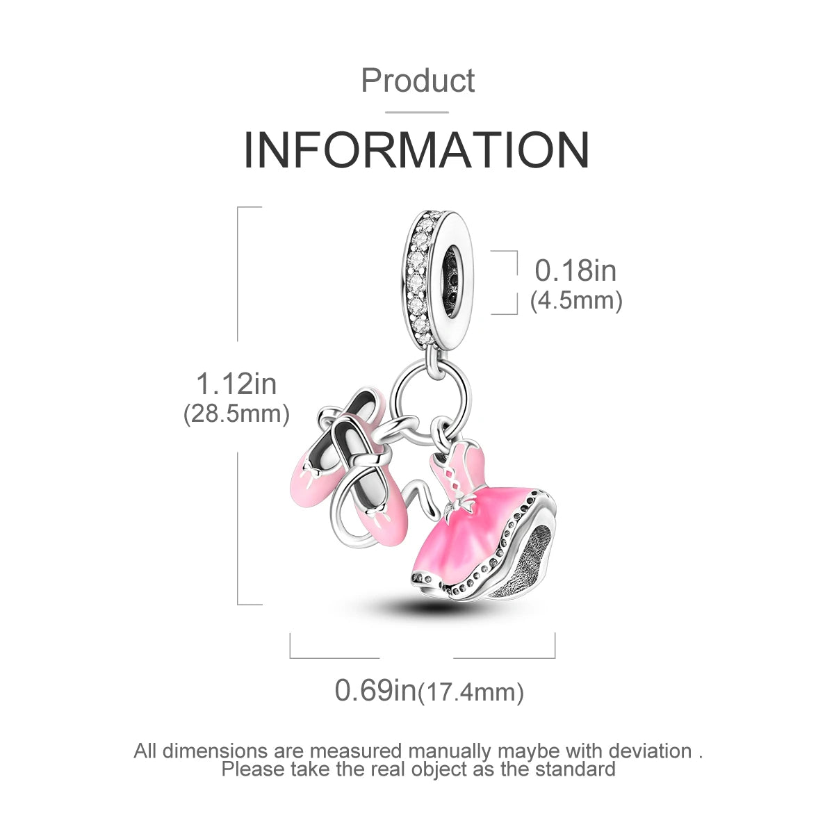 925 Silver Charms Skirt Ballet Shoes Pink Pendants Fit Original Bracelet Beads Diy For Woman Jewelry - élise & madelyn