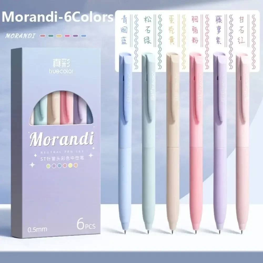 6Colors/Set Color Gel Pen 0.5mm ST Tip Ballpoint Pen Writing Tool Color Ink Signing Pen Students Gift Stationery School Supplies - élise & madelyn