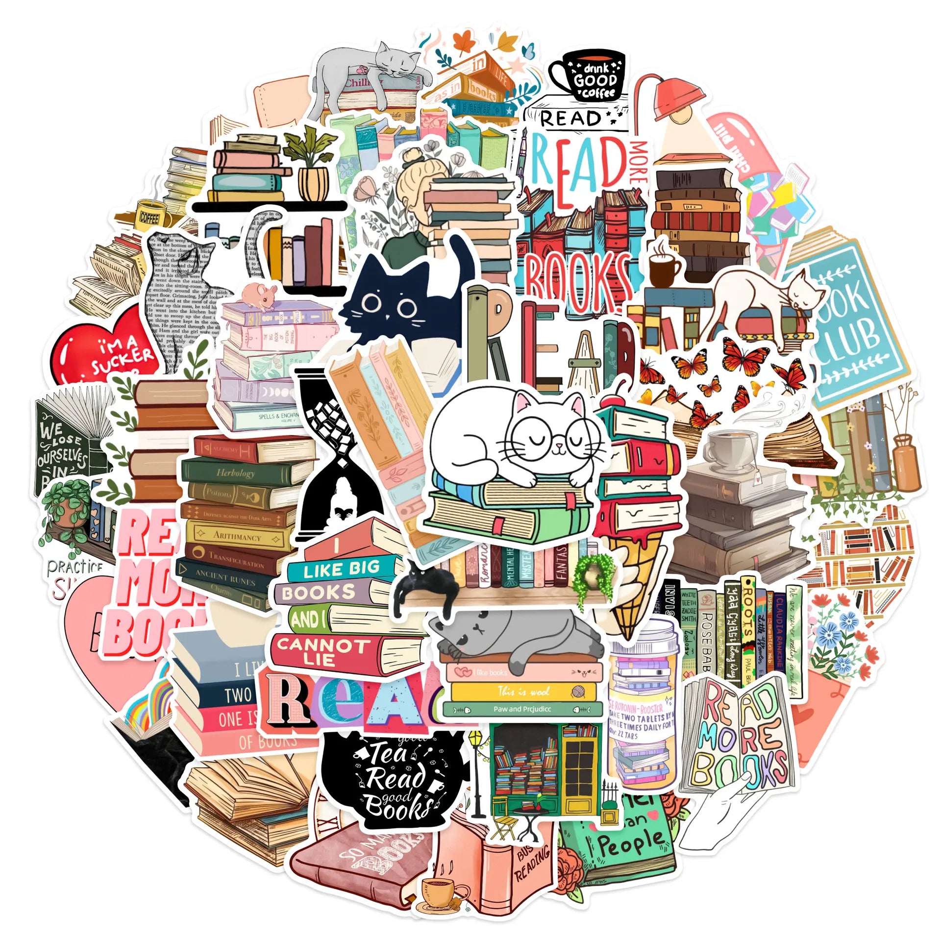 50PCS Diary Book Reading Stickers Aesthetic DIY Scrapbook Notebook Phone Laptop Guitar Luggage Stationery Graffiti Sticker Toy - élise & madelyn