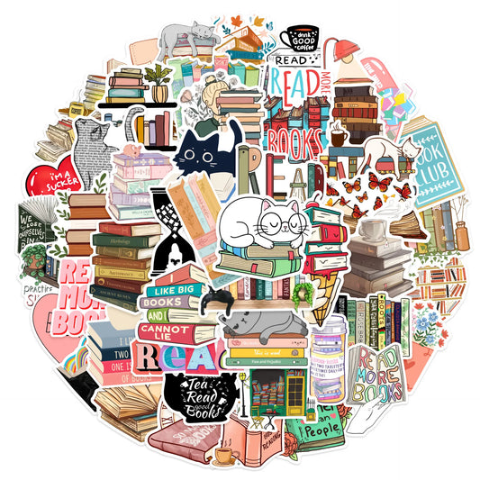 50PCS Diary Book Reading Stickers Aesthetic DIY Scrapbook Notebook Phone Laptop Guitar Luggage Stationery Graffiti Sticker Toy - élise & madelyn