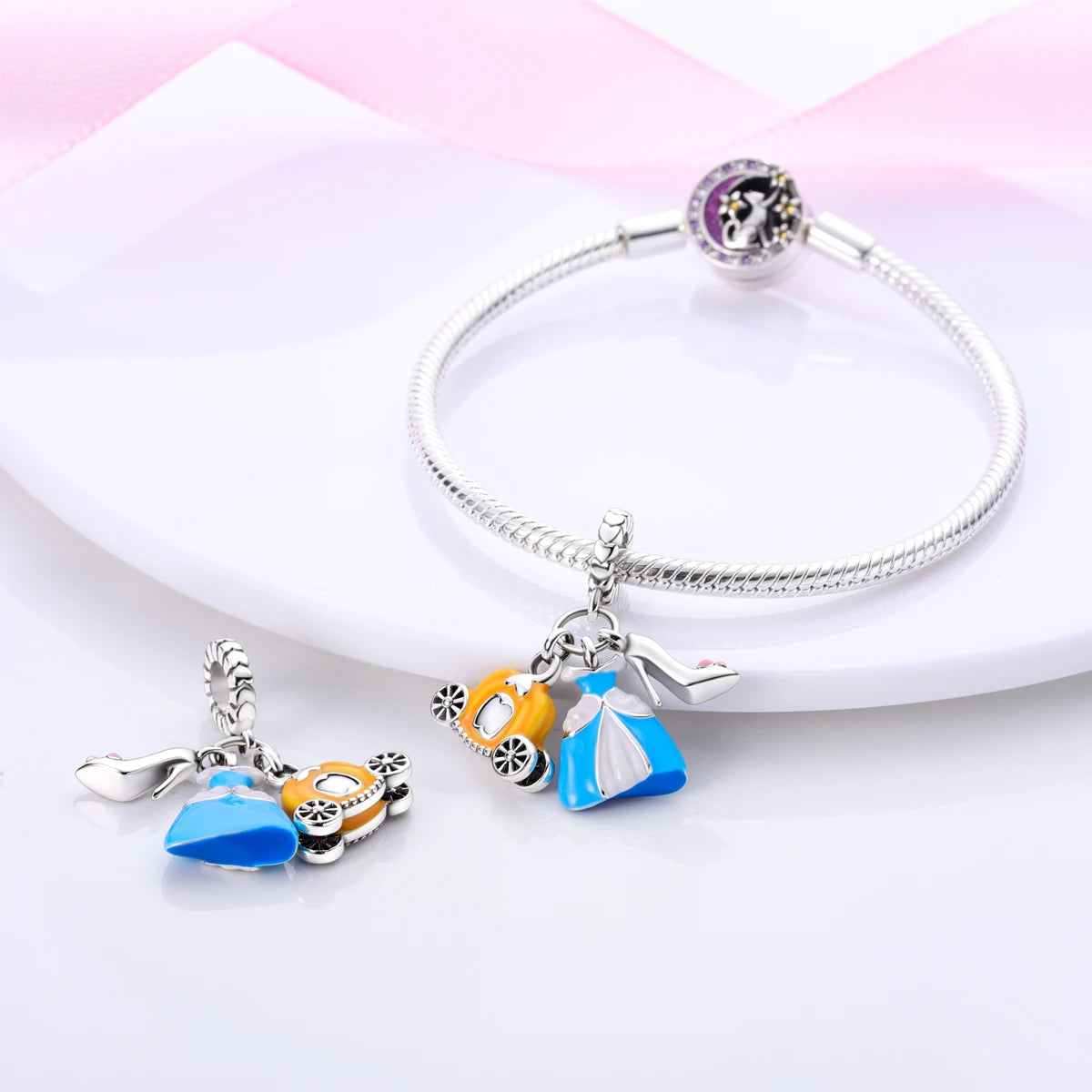 925 Silver Charms Skirt Ballet Shoes Pink Pendants Fit Original Bracelet Beads Diy For Woman Jewelry - élise & madelyn