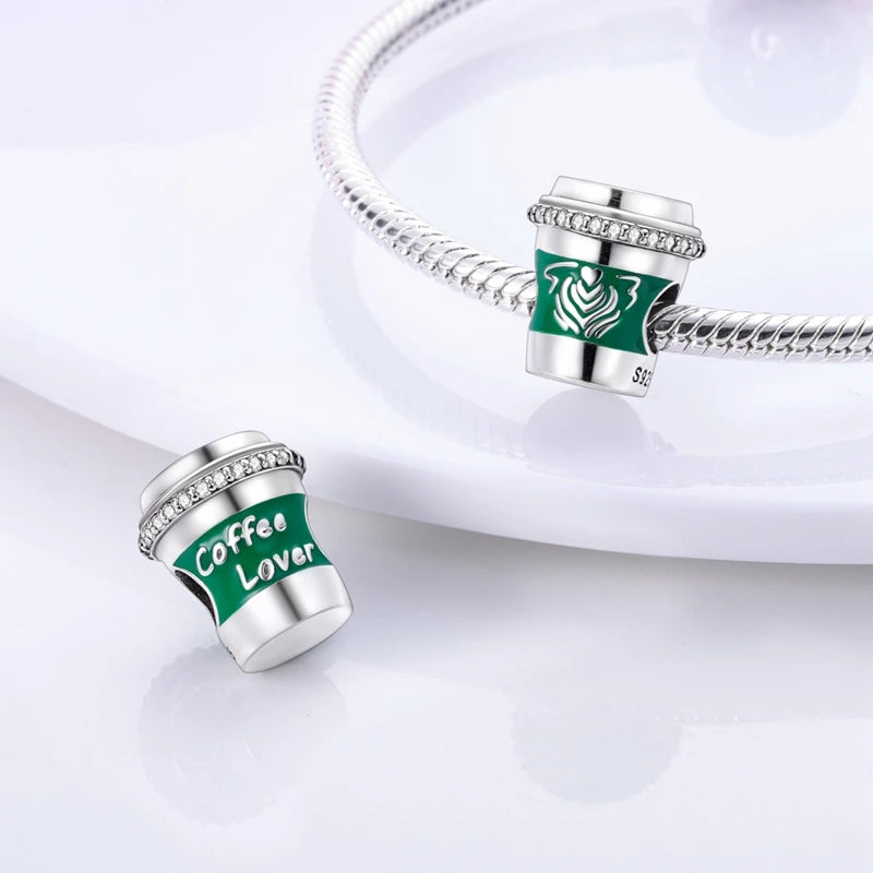 Fit Original 925 Sterling Silver Charms Beads Wine Glass Coffee Cup Charms Pendant For Women Bracelet Charms DIY Jewelry Gift - élise & madelyn
