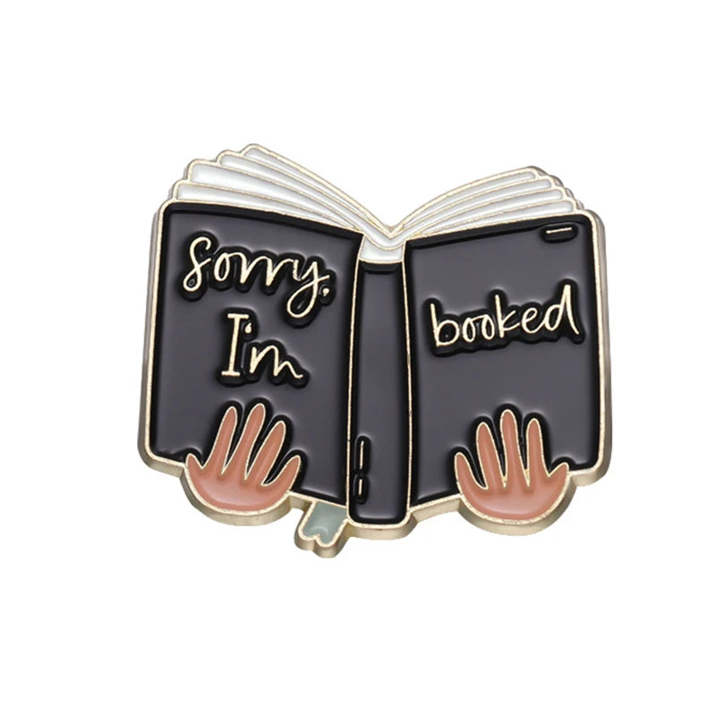 Book Lover Series Enamel Pins Certified Book Addict Violent Litle Thing Brooches Lapel Badge Jewelry Gifts for Bookworm Friends