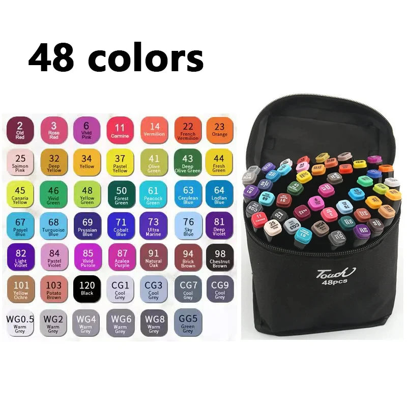 24-80 Colors Double Headed Oily Art Marker Pen Set for Draw Sketching Oily Tip Based Markers Graffiti Manga School Art Supplies - élise & madelyn