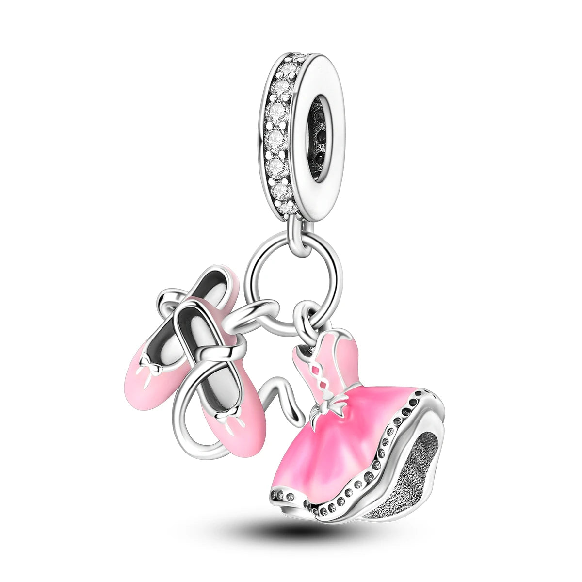925 Silver Charms Skirt Ballet Shoes Pink Pendants Fit Original Bracelet Beads Diy For Woman Jewelry - élise & madelyn