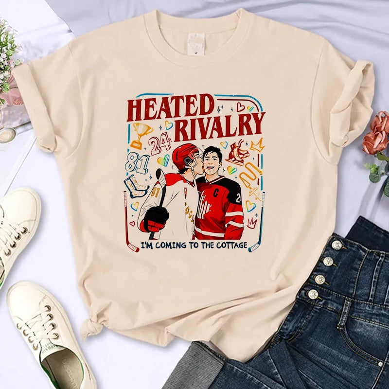 Heated Rivalry Graphic T-Shirt – Gothic Y2K Vintage Crew Neck Tee (Unisex)