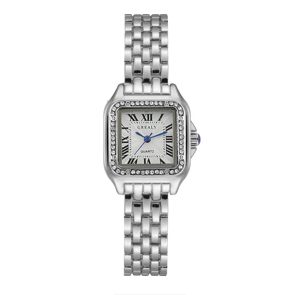 Gold Square-Link Bracelet Watch • Vintage Roman Dial • Luxury-Inspired Women’s Quartz Watch - élise & madelyn