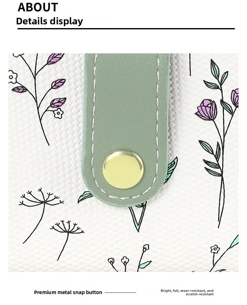 New Arrival Floral Zipper Mini Wallet Women's Compact Coin Purse Multi-Functional Storage Card Holder Fashionable PU Leather