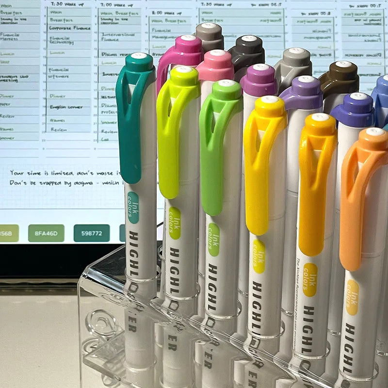 5/15PC Fluorescent Pen Set Student Marking Stroke Key Marking Pen High Beauty Color Handbook Pen Batch - élise & madelyn