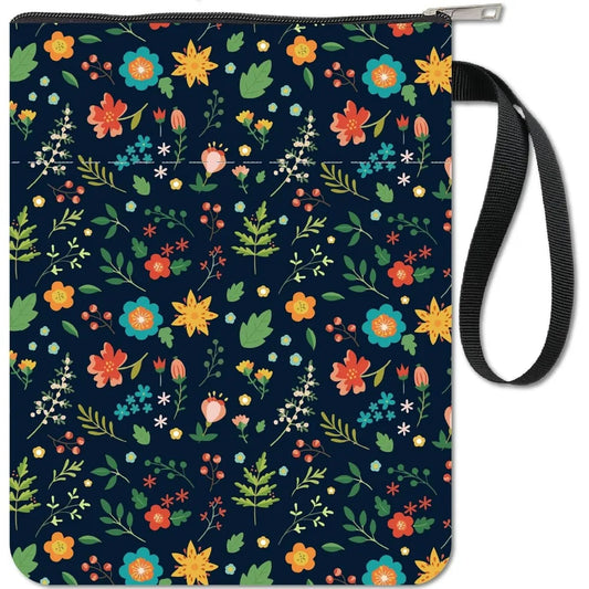 1pc Black Book Sleeves Flower Leaf Book Covers Book Protector for Paperbacks Washable Fabric Cloth Book Cover with Zipper - élise & madelyn