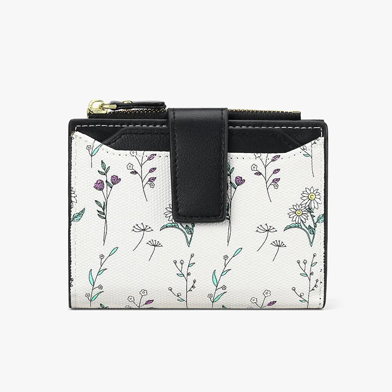 Fashionable Ladies PU Leather Wallet Integrated Short Style New Flower Pattern Breathable Ultra-light Wear-resistant Wallet
