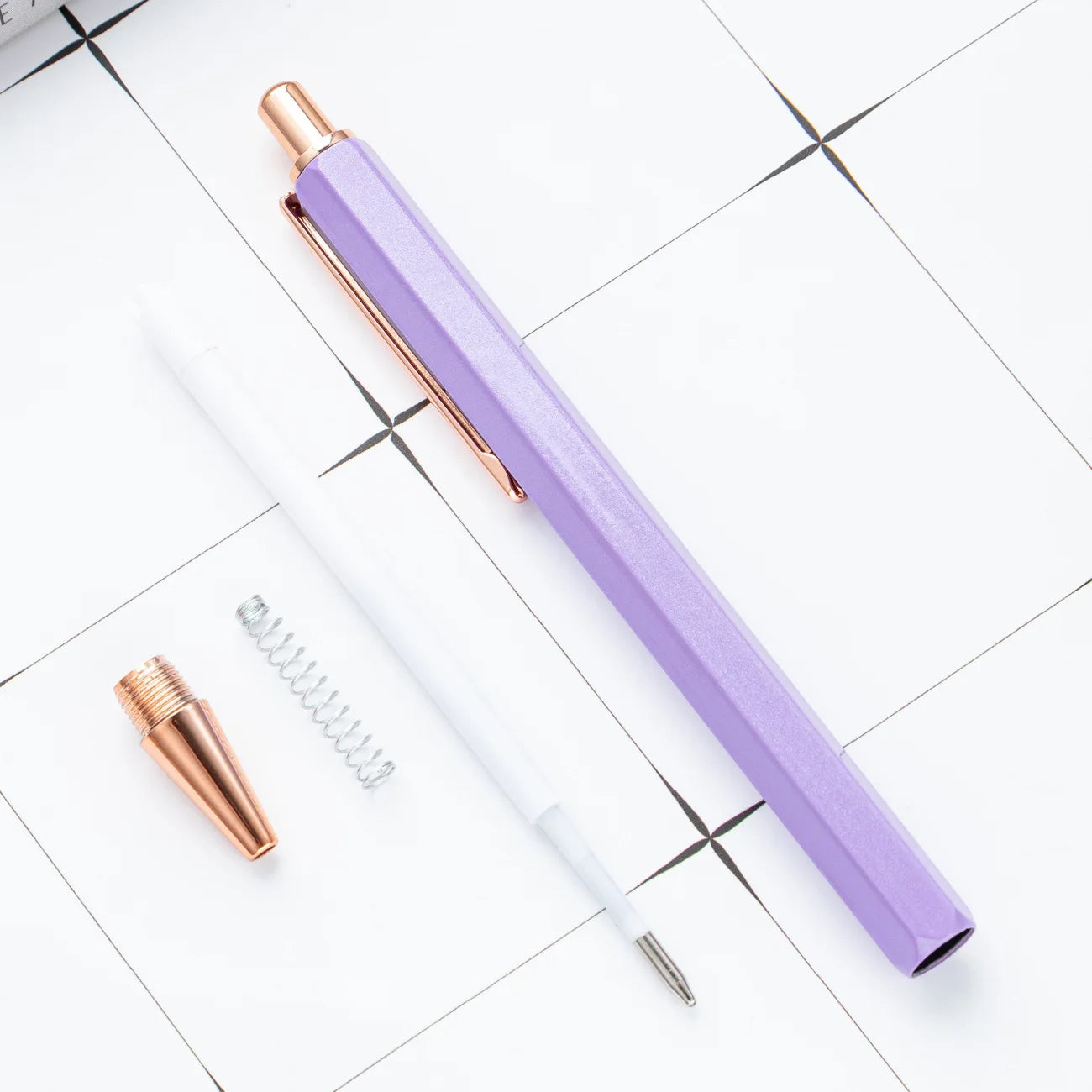 1 Piece Lytwtw's Creative Ballpoint Hexagon Metal press Pen Stationery School Office Supply - élise & madelyn