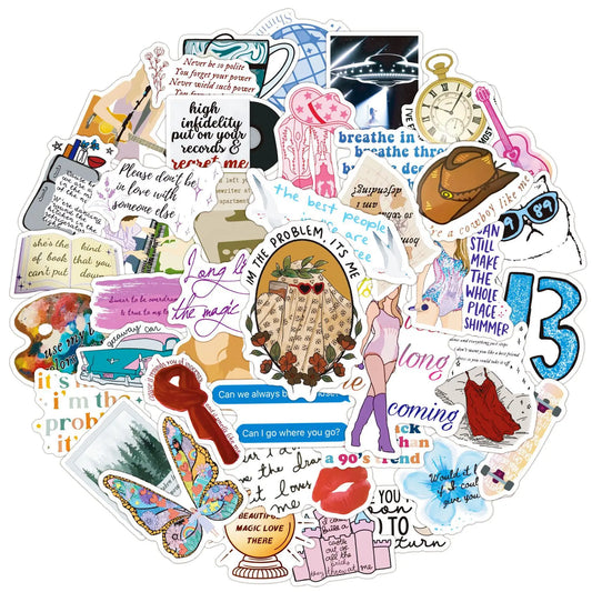Swift-Inspired Folklore & Eras Aesthetic Sticker Pack (50 pcs) – Waterproof Vinyl Decals - élise & madelyn