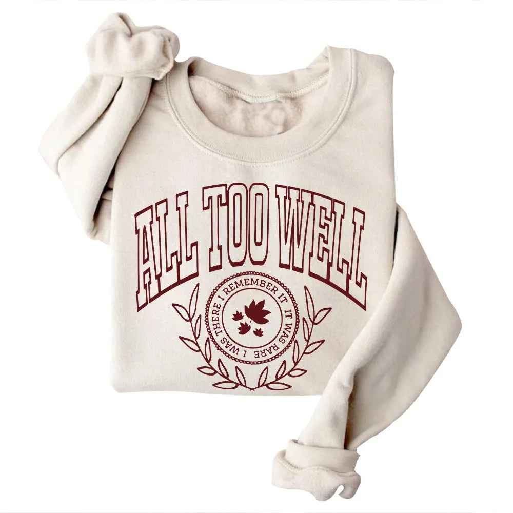 All Too Well Music Album Sweatshirts Cozy Tops Sudadera Felpa Moletom - élise & madelyn