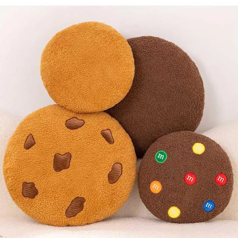 Creative Cookies Pillows Round Shape Chocolate Biscuits Stuffed Plush Toys Realistic Food Snack Seat Cushion Plushie Props Gifts - élise & madelyn