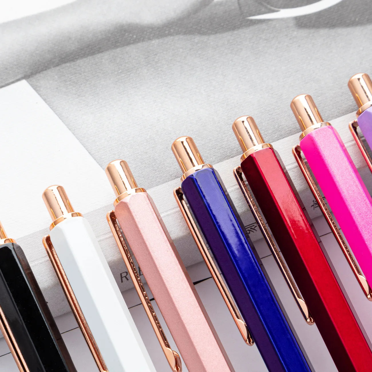 1 Piece Lytwtw's Creative Ballpoint Hexagon Metal press Pen Stationery School Office Supply - élise & madelyn