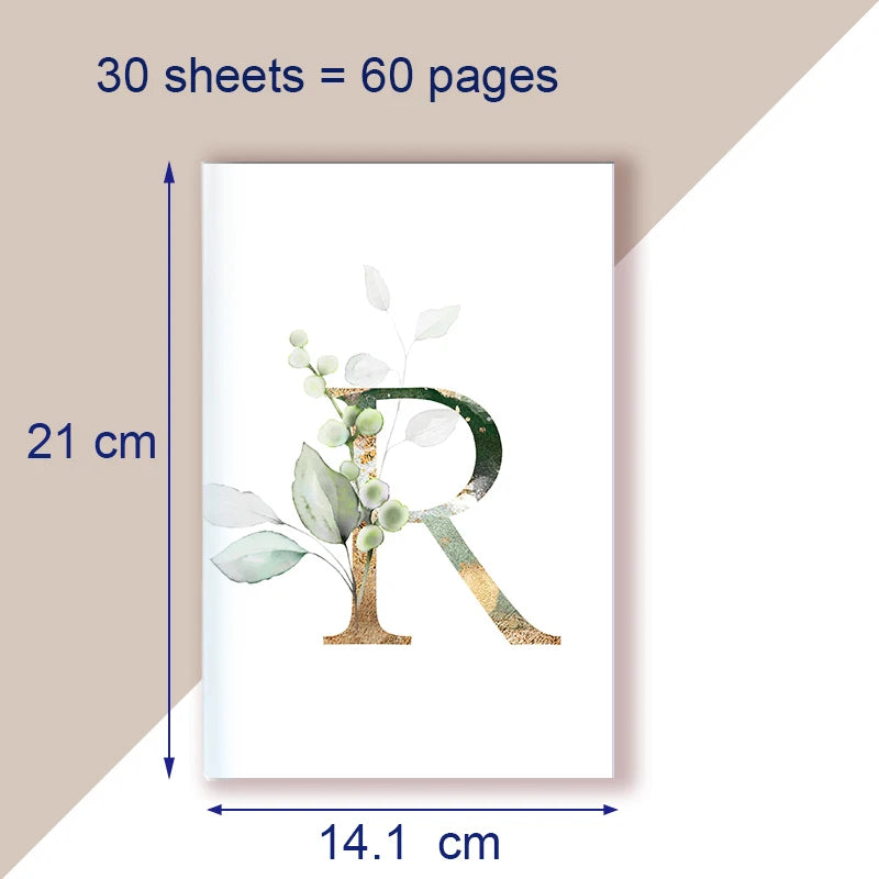 A5 Notebook Note Book Monogram Name Initial Alphabet Letter Majuscule Letters Flower Decor Personality Art Design Personal Diary - élise & madelyn