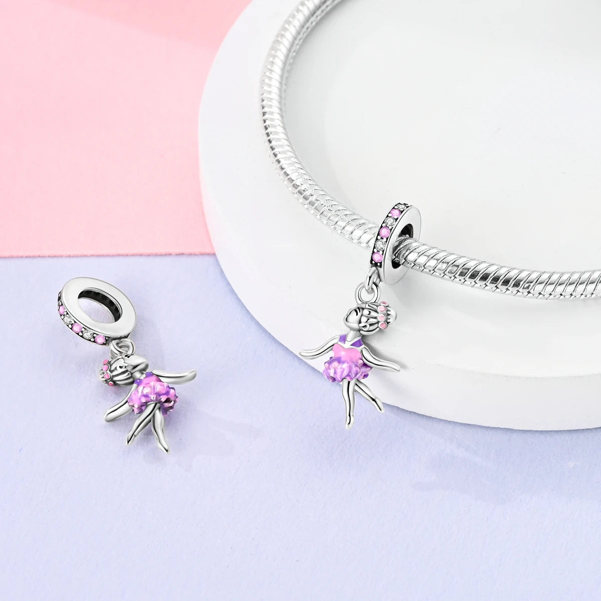 925 Silver Charms Skirt Ballet Shoes Pink Pendants Fit Original Bracelet Beads Diy For Woman Jewelry - élise & madelyn