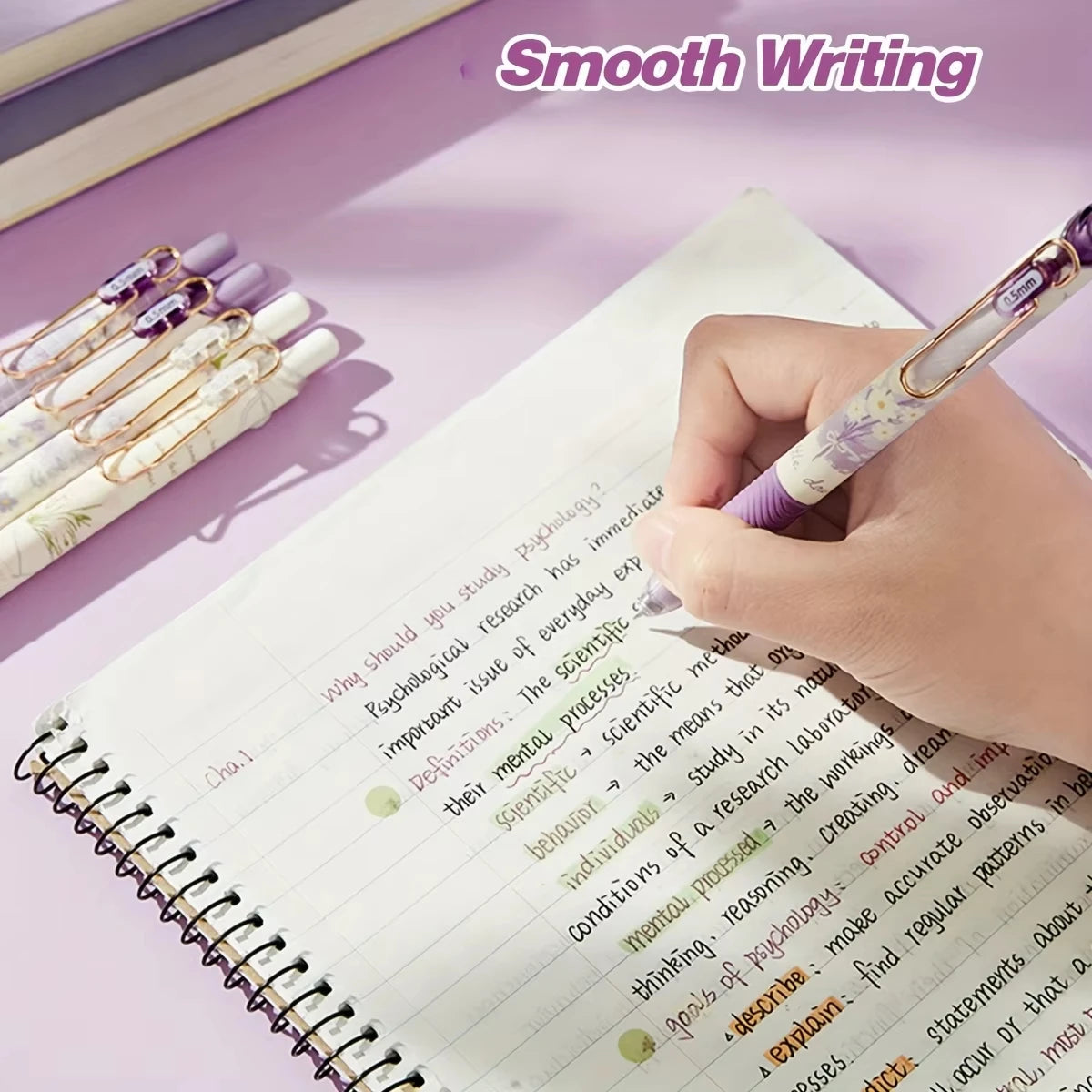 4pcs Cute Floral Retractable Gel Pen Set 0.5mm Fine Point Quick-Drying Black Ink Smooth Writing Pens for Office School Supplies - élise & madelyn