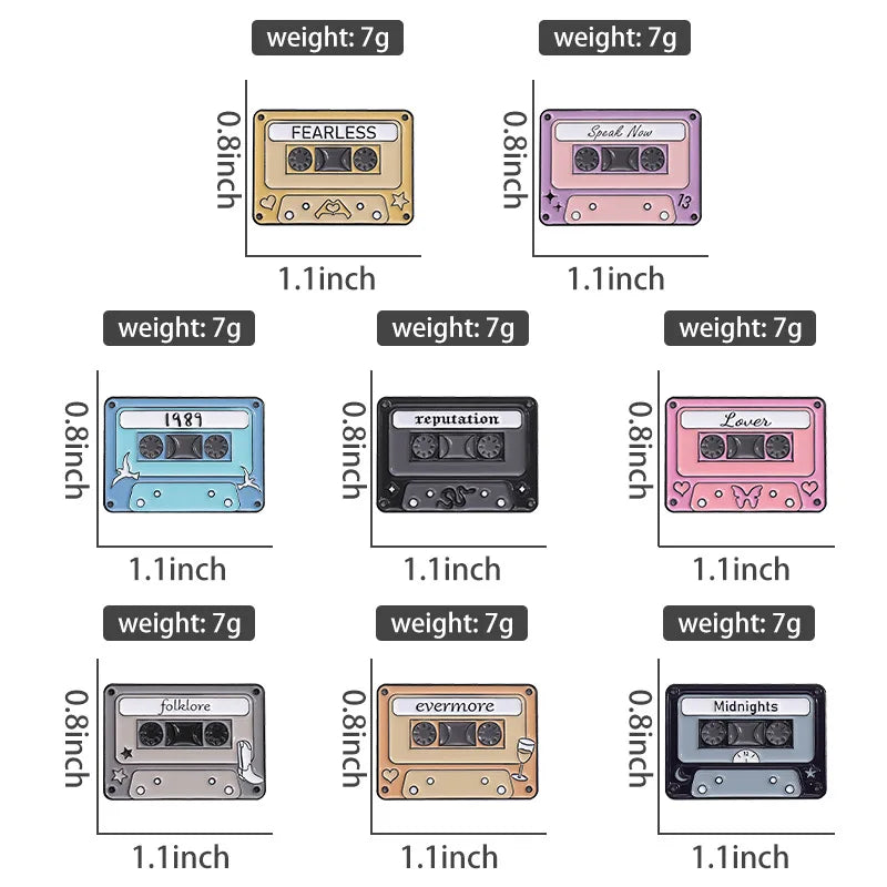 Retro Cassette Enamel Pins — Era-Inspired Collectible Set - élise & madelyn